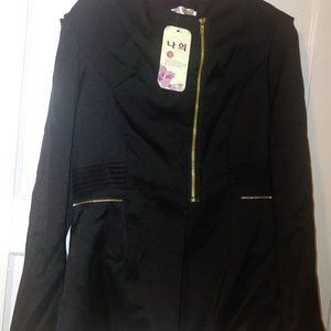Women's Long Sleeve Slim Fit Black Zipper Jacket Blazer sz M